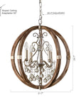 Retha 4 Light Brown Caged Pendant Light - IPLUS Lighting