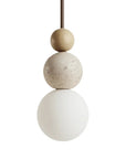 Rile Modern Spherical Travertine and Wood Pendant Light - IPLUS Lighting