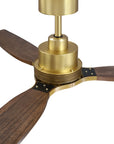 56" Modern Soft Brass & Solid Wood Ceiling Fan, No Light