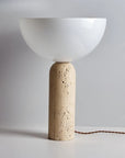 Uria Modern Minimalist Elegance Travertine Glass Table Lamp