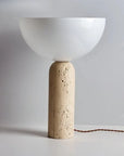Uria Modern Minimalist Elegance Travertine Glass Table Lamp - IPLUS Lighting