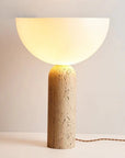 Uria Modern Minimalist Elegance Travertine Glass Table Lamp - IPLUS Lighting