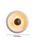 Yalka Modern Organic Round Travertine Wood Wall Lamp 7.9 Inch