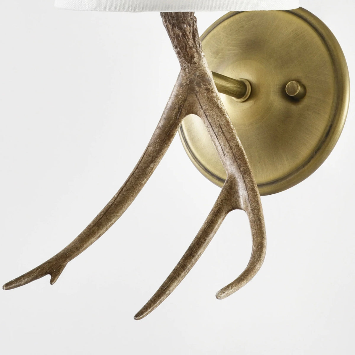 Caldwell 1-Light Antique Brass Antler Wall Sconce with Fabric Shade