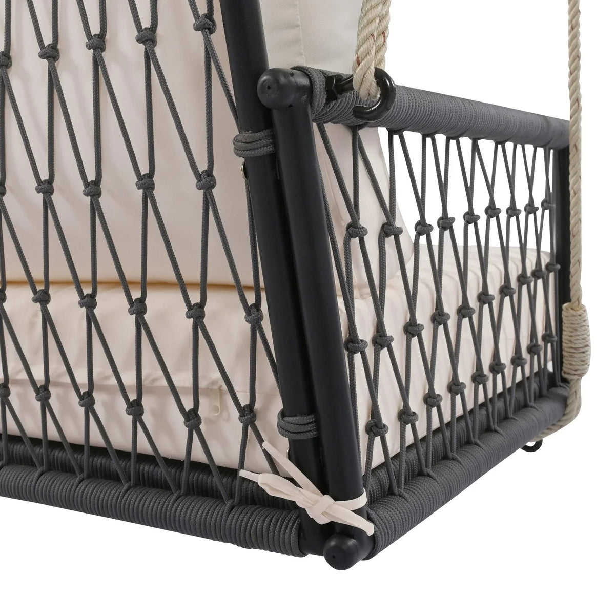 Marin 2-Seat Woven Rope Outdoor Swing Sofa with Cushions