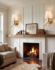 Caldwell 1-Light Antique Brass Antler Wall Sconce with Fabric Shade