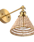 Modern Golden 1-Light Wall Sconce Light with Wooden Beads - IPLUS Lighting