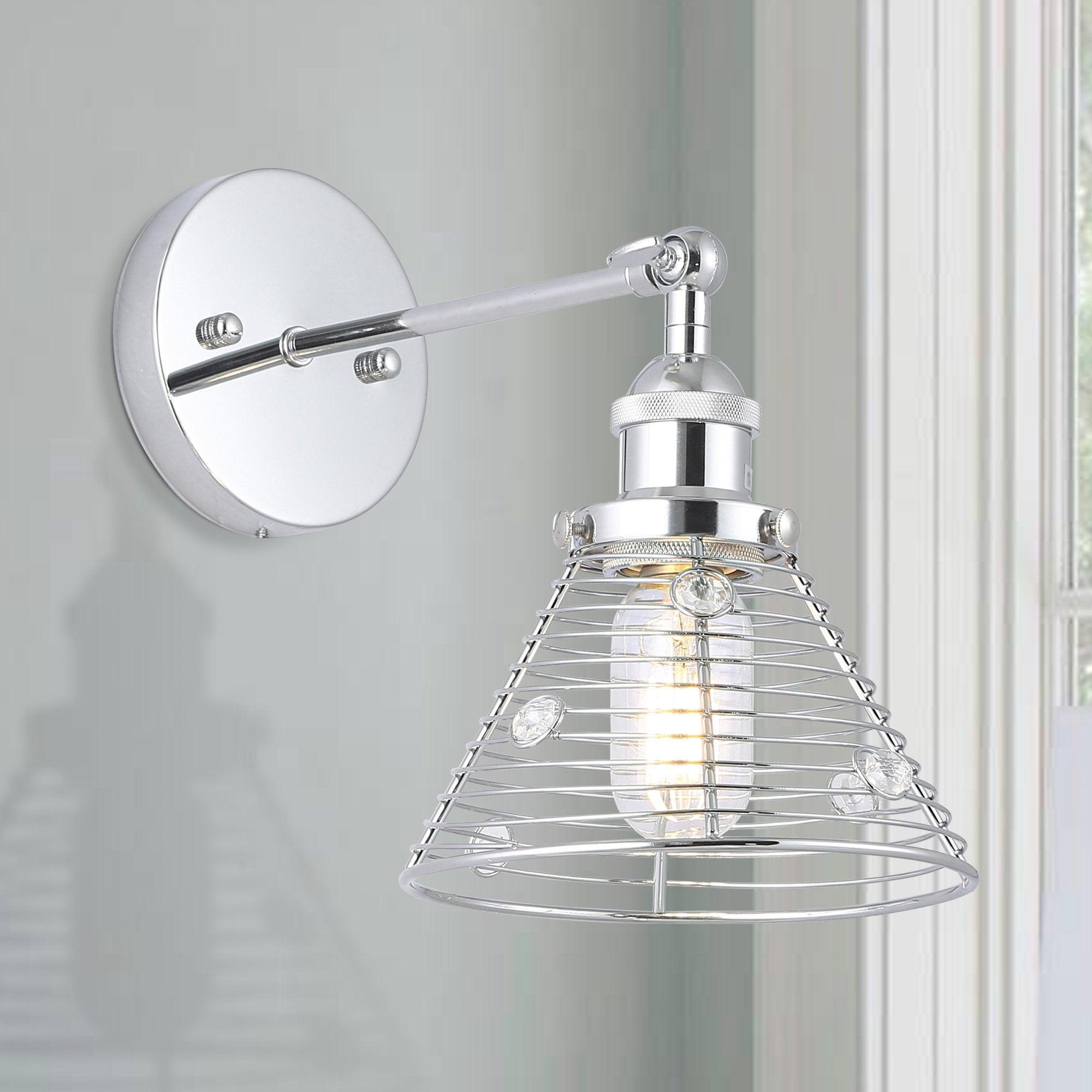 1-Light Modern Silver Wall Scone Light - ParrotUncle
