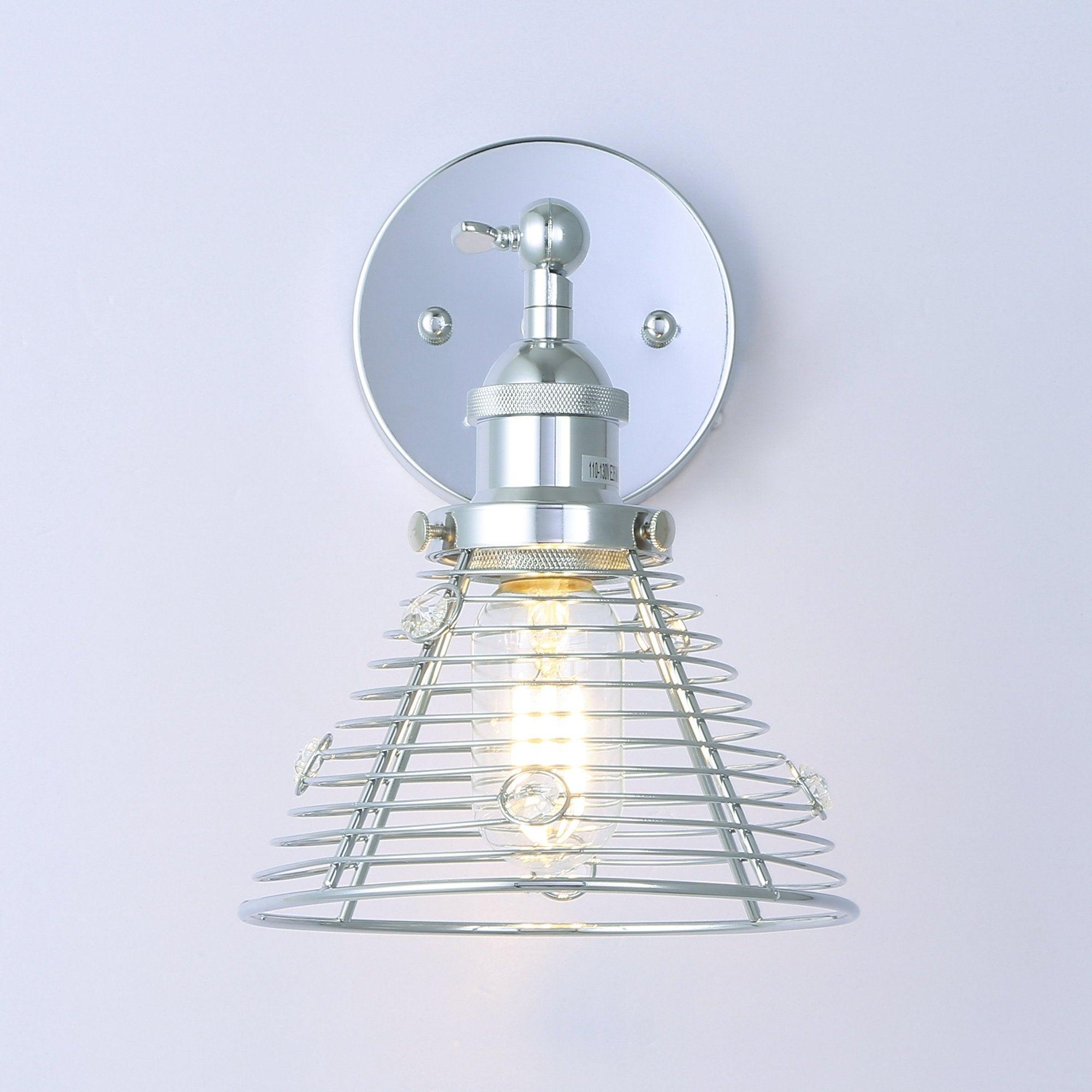 1-Light Modern Silver Wall Scone Light - ParrotUncle