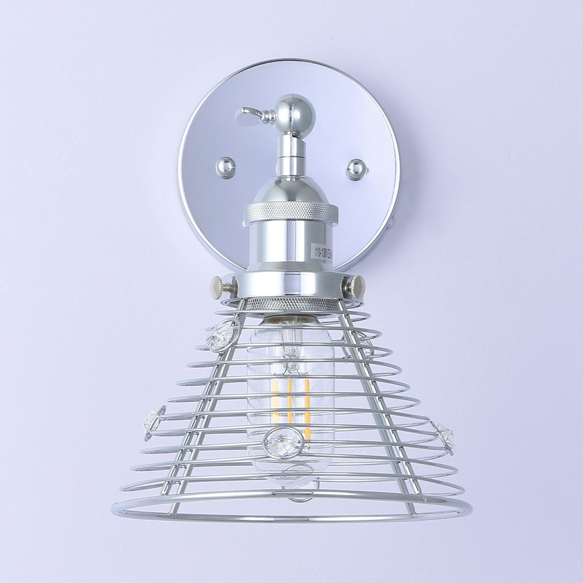 1-Light Modern Silver Wall Scone Light - ParrotUncle