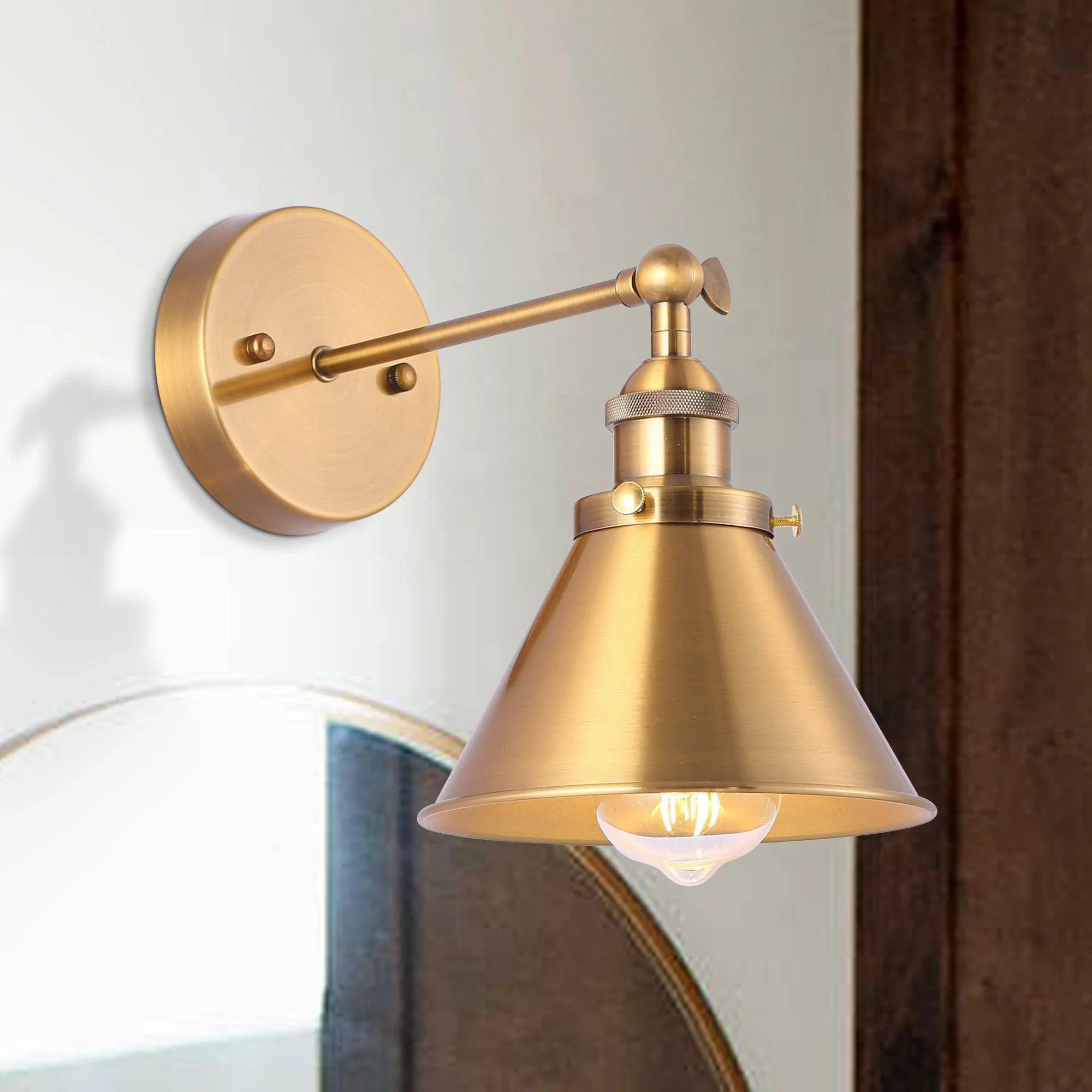 Rhem 1 Light Brass Wall Sconce Light - IPLUS Lighting