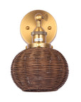 Traditional Rattan 1-Light Golden Wall Sconce Light - IPLUS Lighting