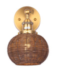 Traditional Rattan 1-Light Golden Wall Sconce Light - IPLUS Lighting