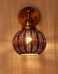 Traditional Rattan 1-Light Golden Wall Sconce Light - IPLUS Lighting