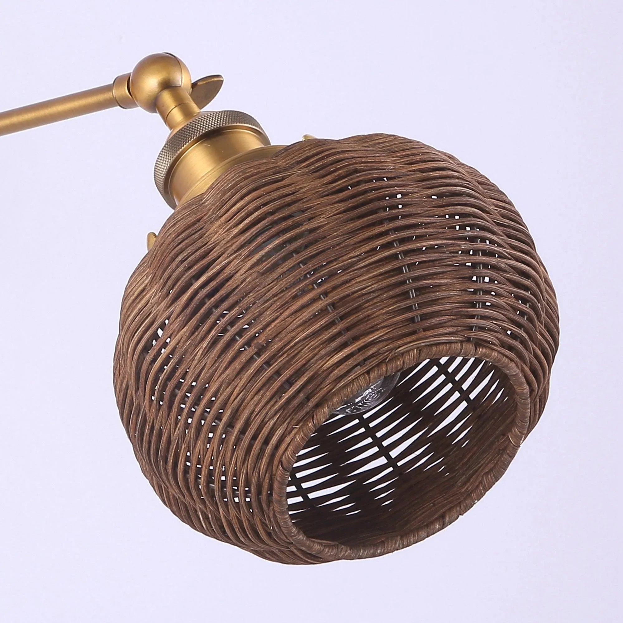 Traditional Rattan 1-Light Golden Wall Sconce Light - IPLUS Lighting