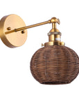 Traditional Rattan 1-Light Golden Wall Sconce Light - IPLUS Lighting