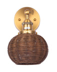 1-Light Traditional Rattan Golden Wall Sconce Light - ParrotUncle