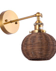 1-Light Traditional Rattan Golden Wall Sconce Light - ParrotUncle