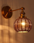 1-Light Traditional Rattan Golden Wall Sconce Light - ParrotUncle