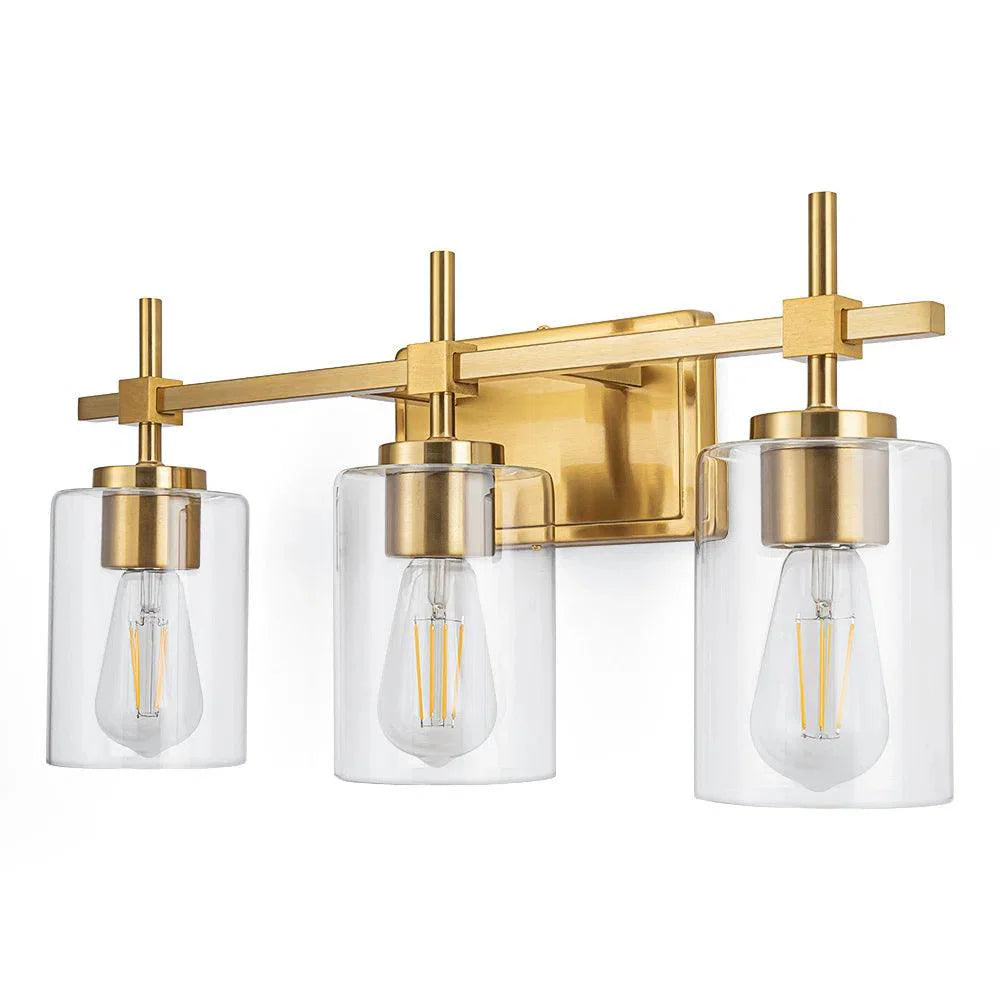 Clear Glass Jasper Modern 3-Light Bathroom Vanity Light
