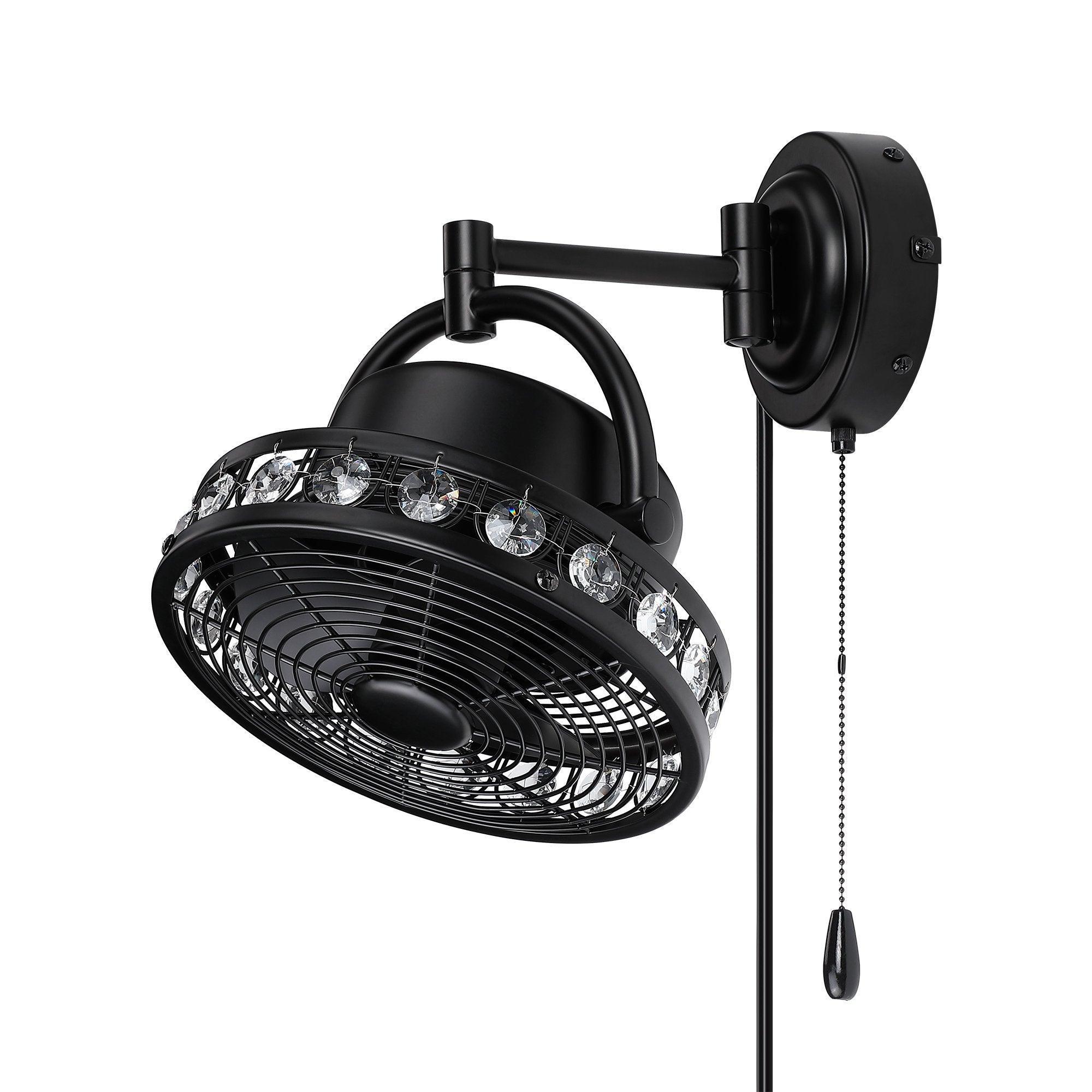 10" Modern Black Small Ceiling Fan with Pull Chain - IPLUS