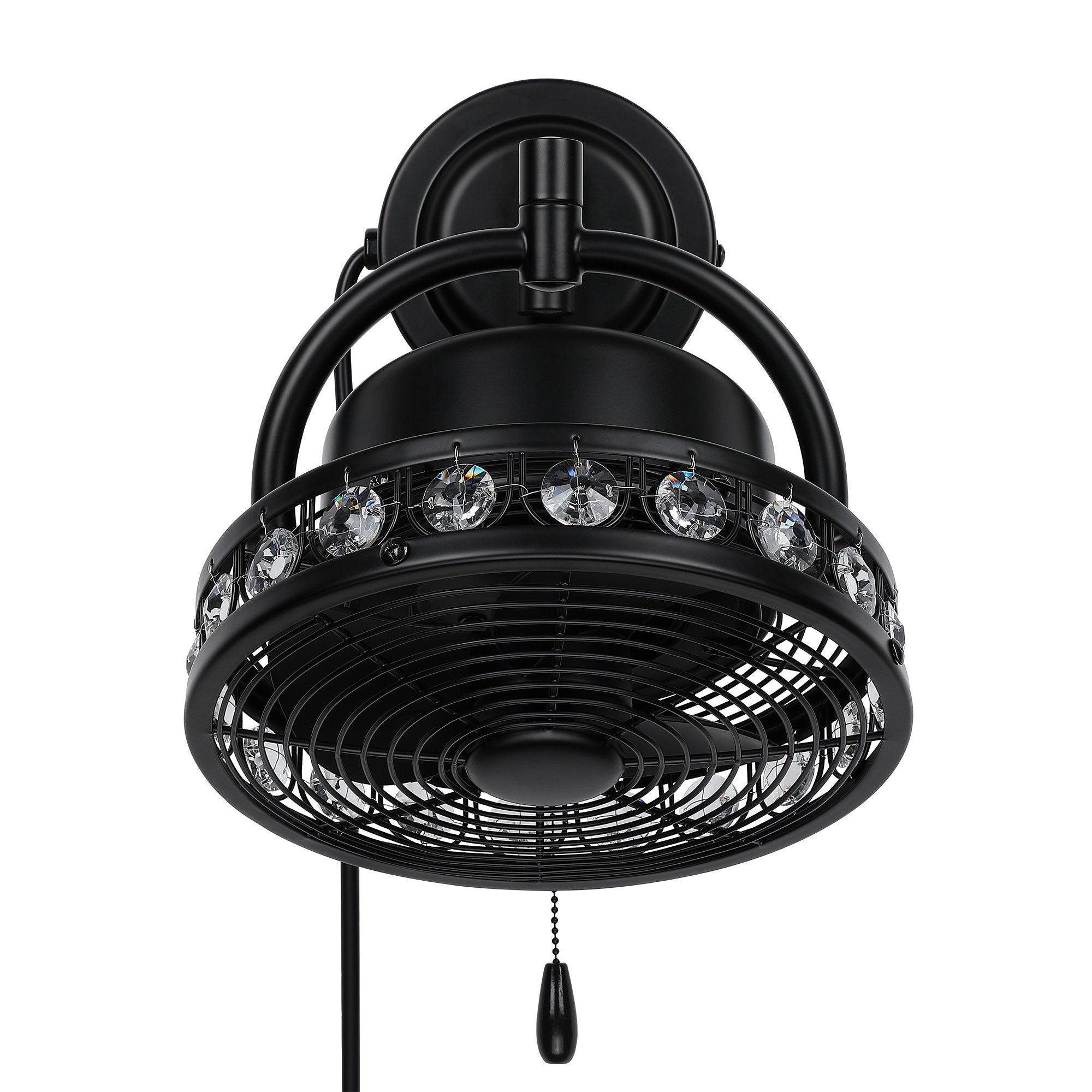 10" Modern Black Small Ceiling Fan with Pull Chain - IPLUS