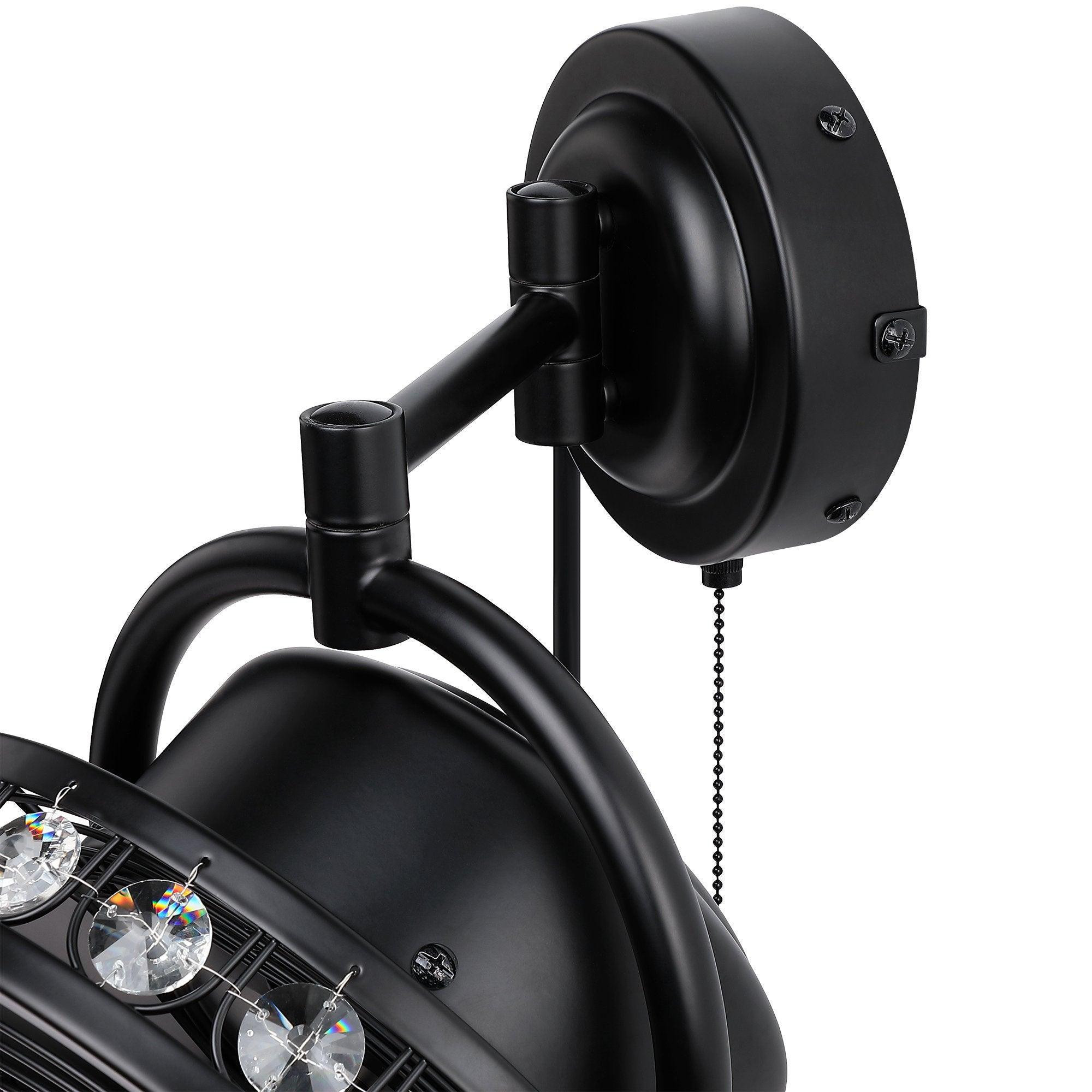 10" Modern Black Small Ceiling Fan with Pull Chain - IPLUS