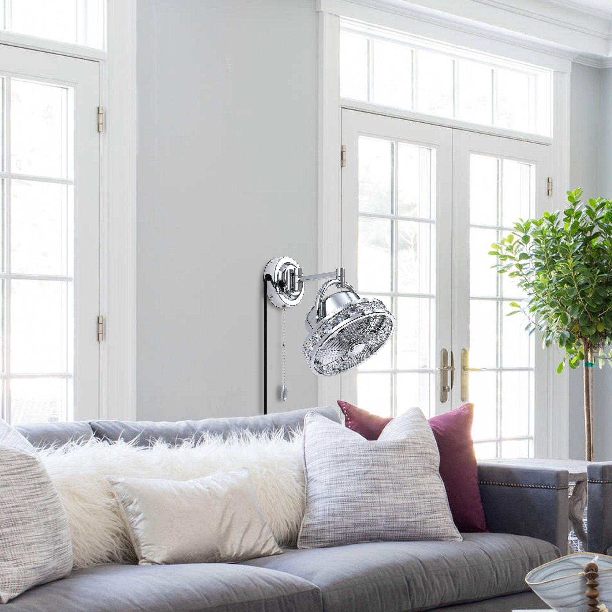 10" Modern Black Small Ceiling Fan with Pull Chain - IPLUS