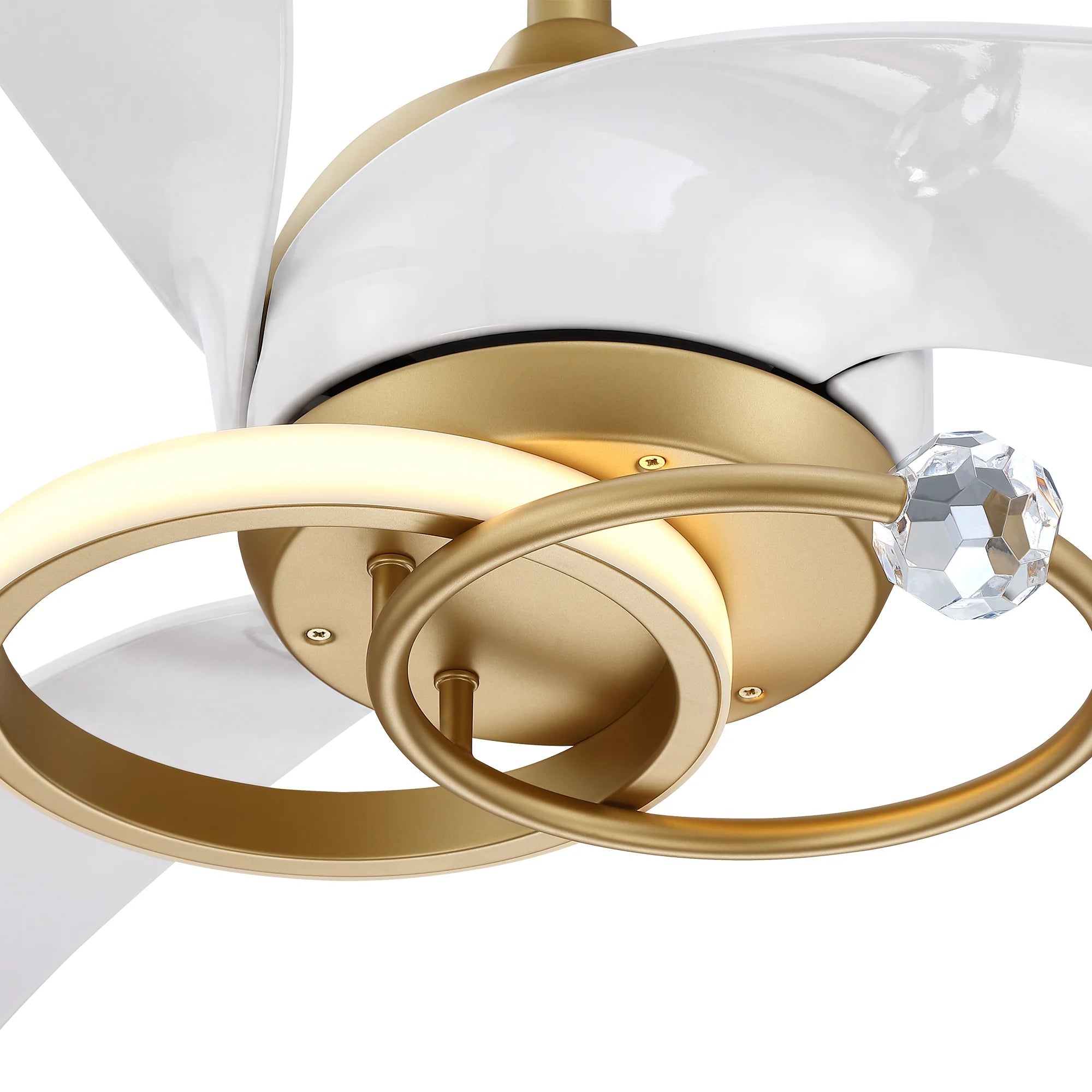52" Elma Vintage Gold Crystal LED Ceiling Fan