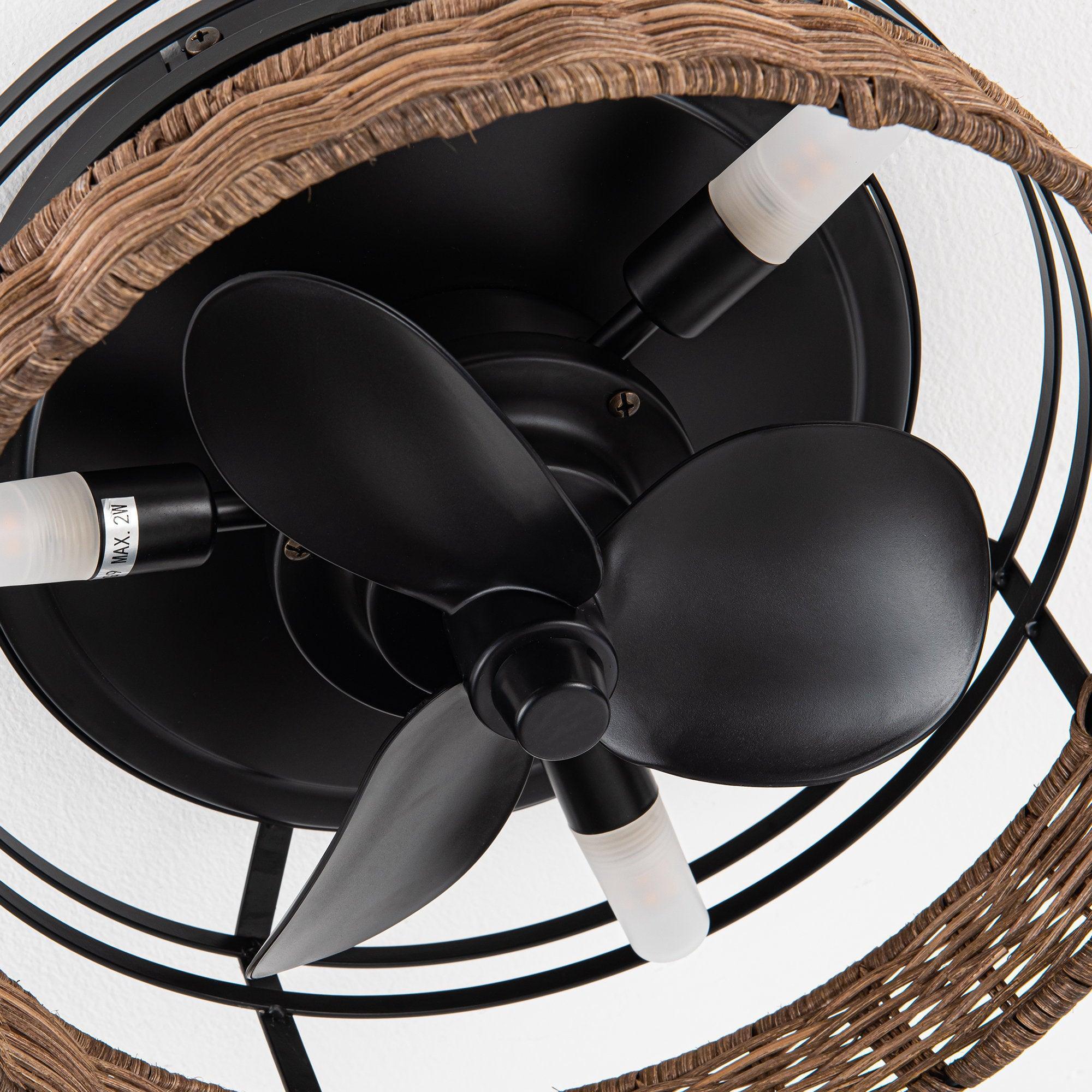 13 Inch Farmhouse Flush Mount Reversible Ceiling Fan - IPLUS Lighting