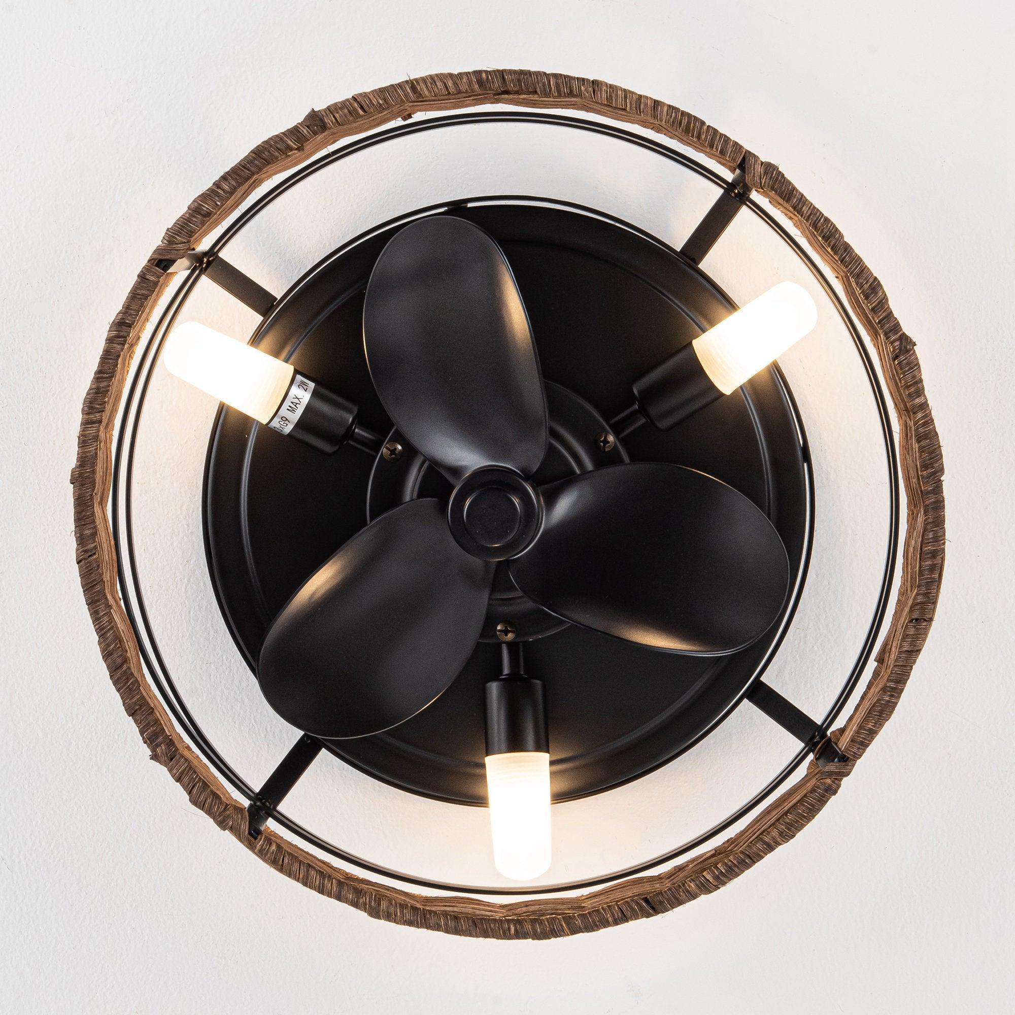 13 Inch Farmhouse Flush Mount Reversible Ceiling Fan - IPLUS Lighting