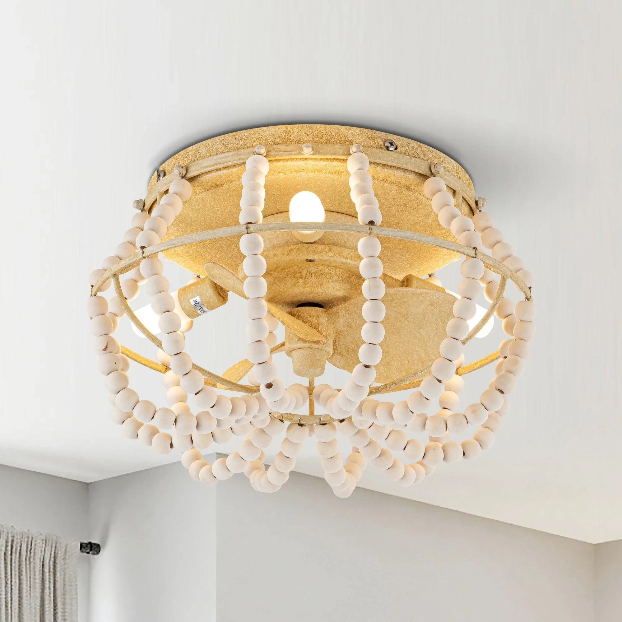 13 Inch Farmhouse Reversible Flush Mount Ceiling Fan with Lighting - IPLUS Lighting