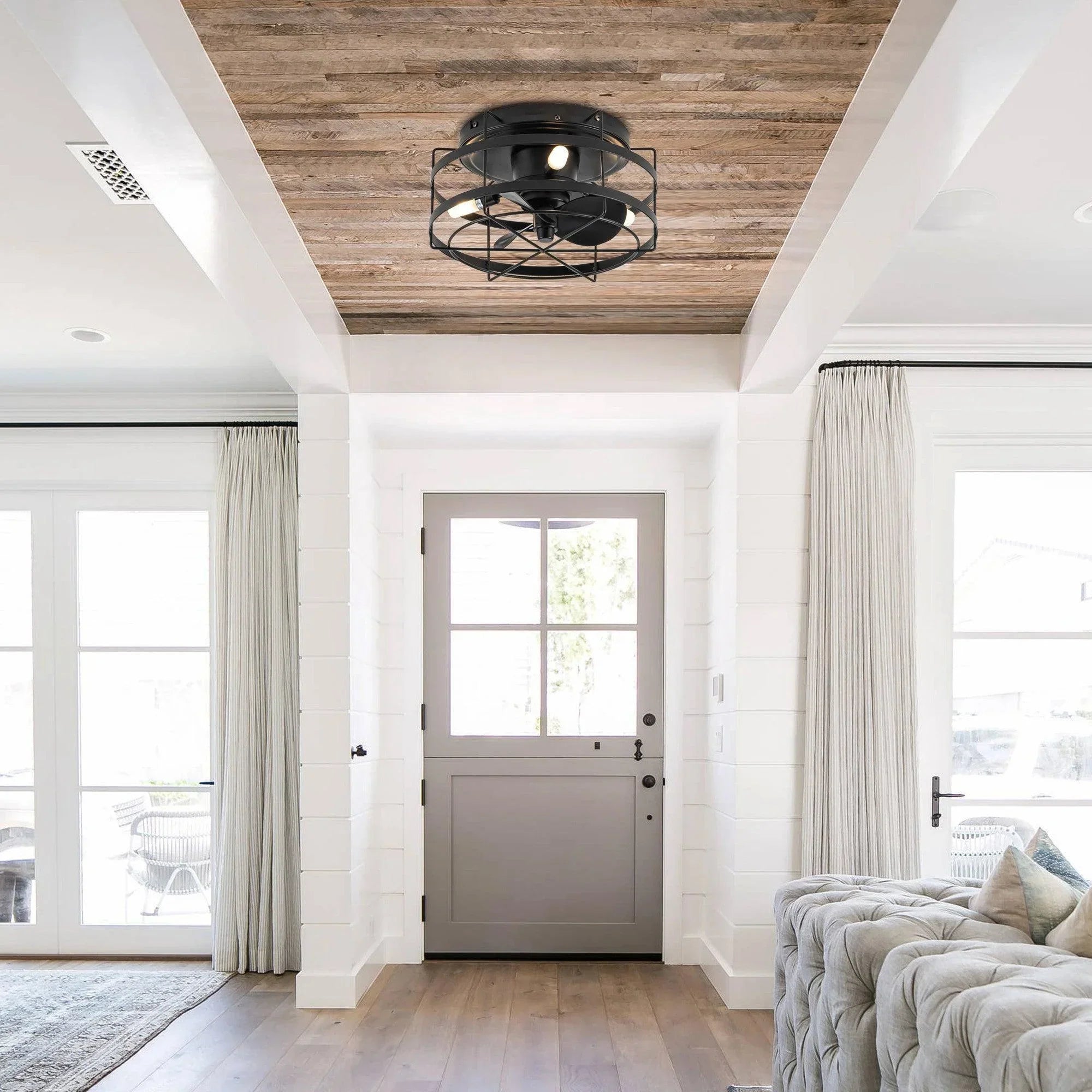 13" Madurai Farmhouse Flush Mount Ceiling Fan