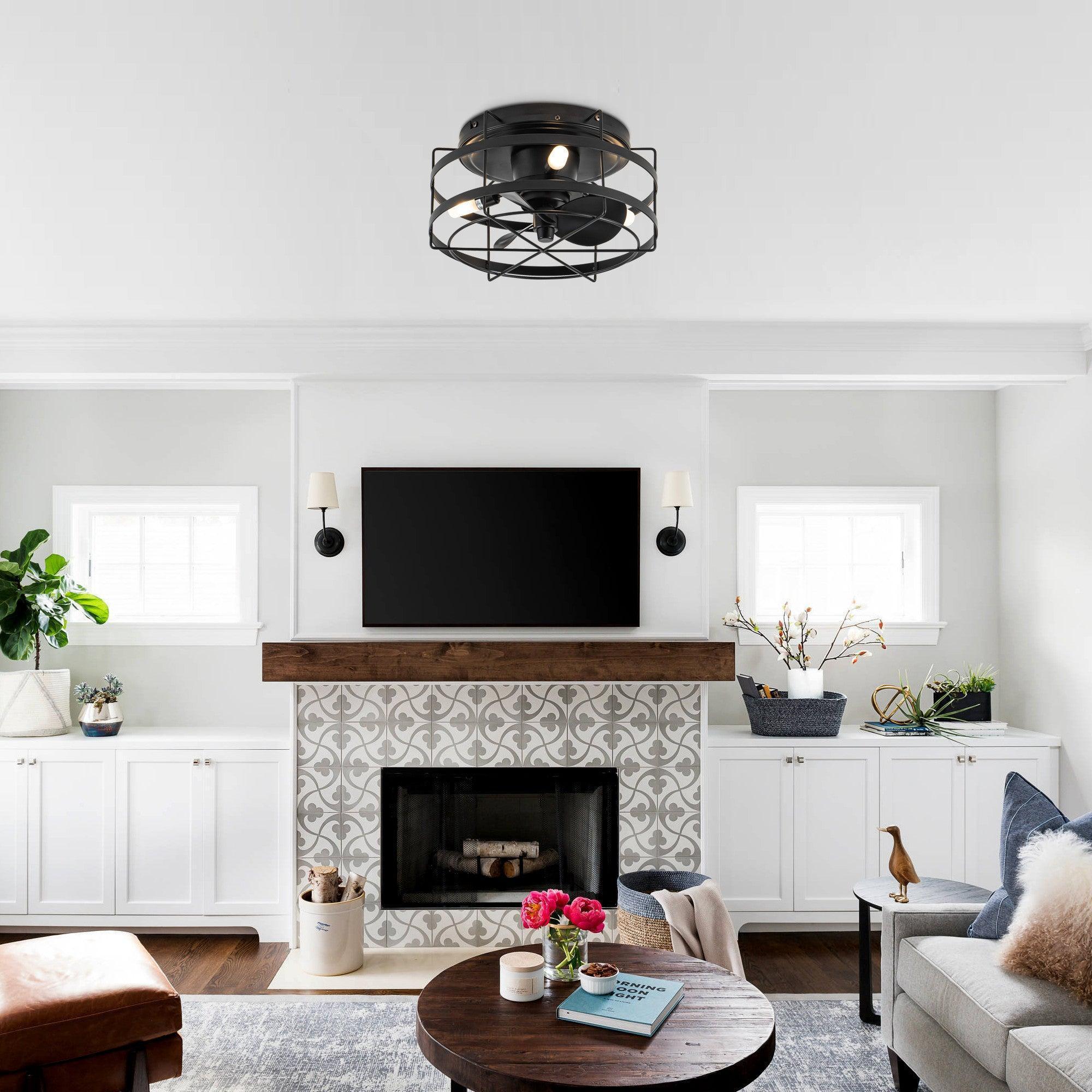 13" Madurai Farmhouse Flush Mount Ceiling Fan