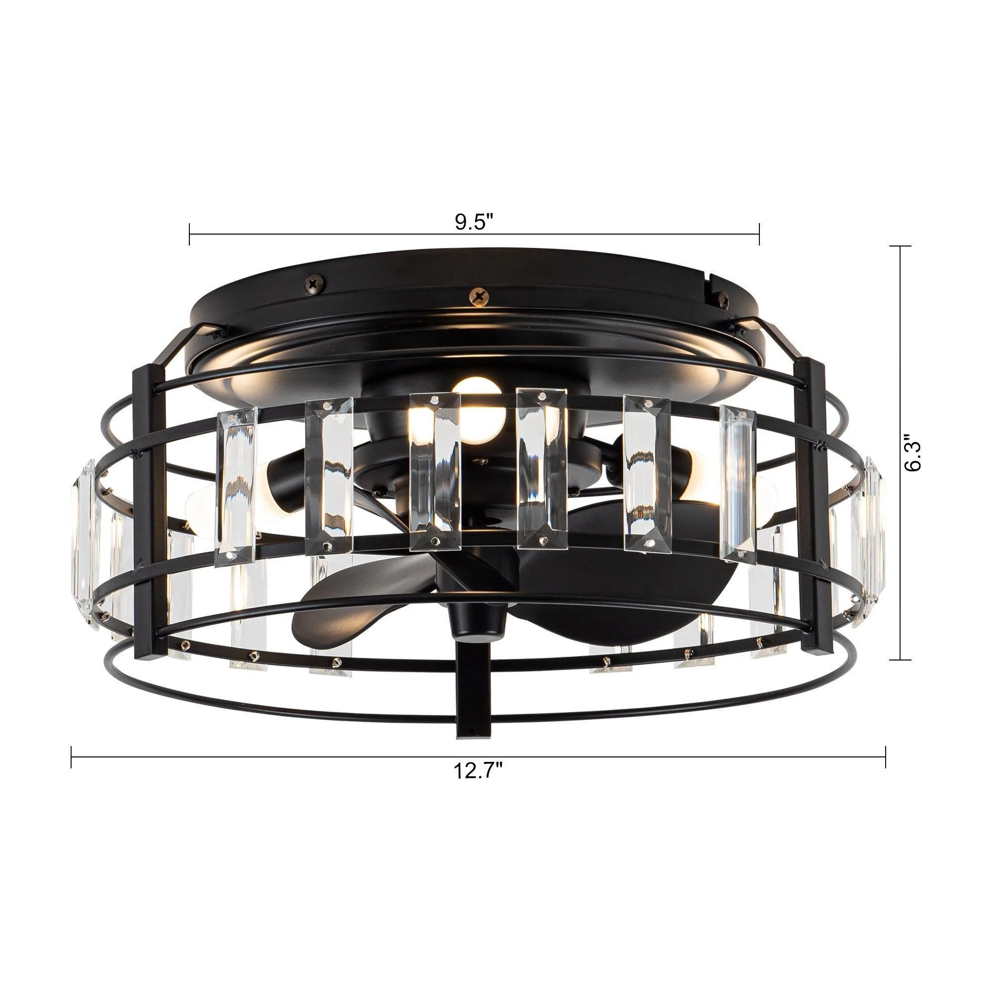 13" Modern Reversible Crystal Ceiling Fan