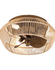 14 Inch Farmhouse Reversible Iron Ceiling Fan with Woven Rattan Cage - IPLUS Lighting
