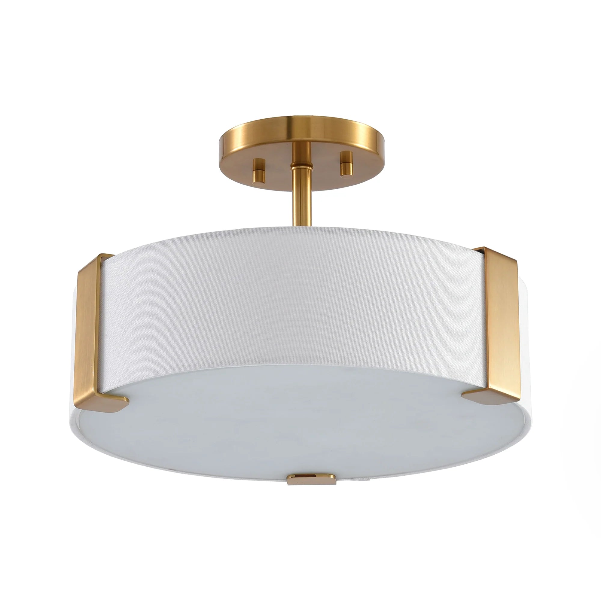 Ella 3-Light 14-Inch Electroplate Golden Semi-Flush Ceiling Light