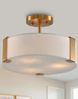 Ella 3-Light 14-Inch Electroplate Golden Semi-Flush Ceiling Light