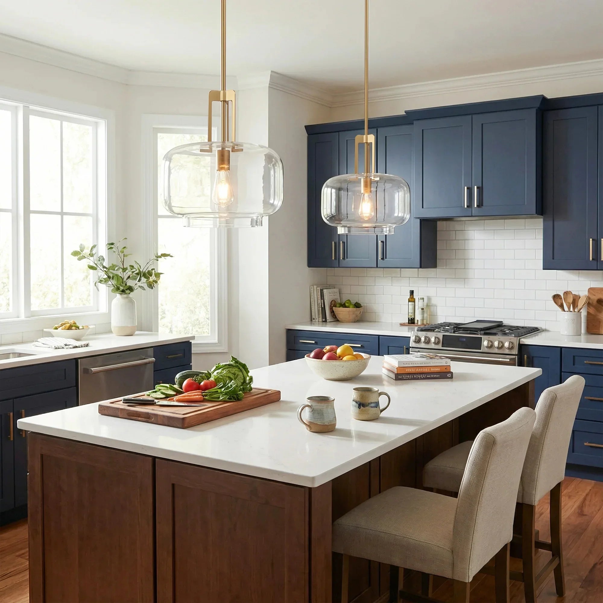 15" Toby Brushed Brass Island Pendant Light