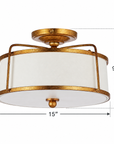 Aveline 3-Light Antique Gold Semi-Flush Mount Ceiling Light