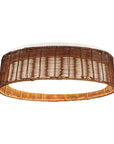 Traditional Brown 17 Inch Rattan LED Flush Mount Ceiling Light - IPLUS Lighting