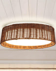 16.5" Traditional Brown Rattan Flush Mount Lighting with LED - ParrotUncle