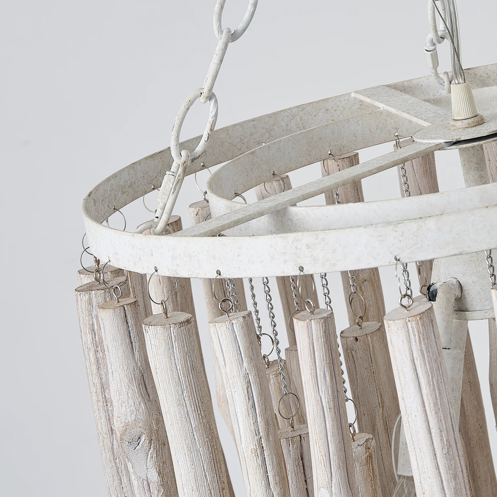 17 Inch 4 Light White Wood Chandelier for Dining or Living Room