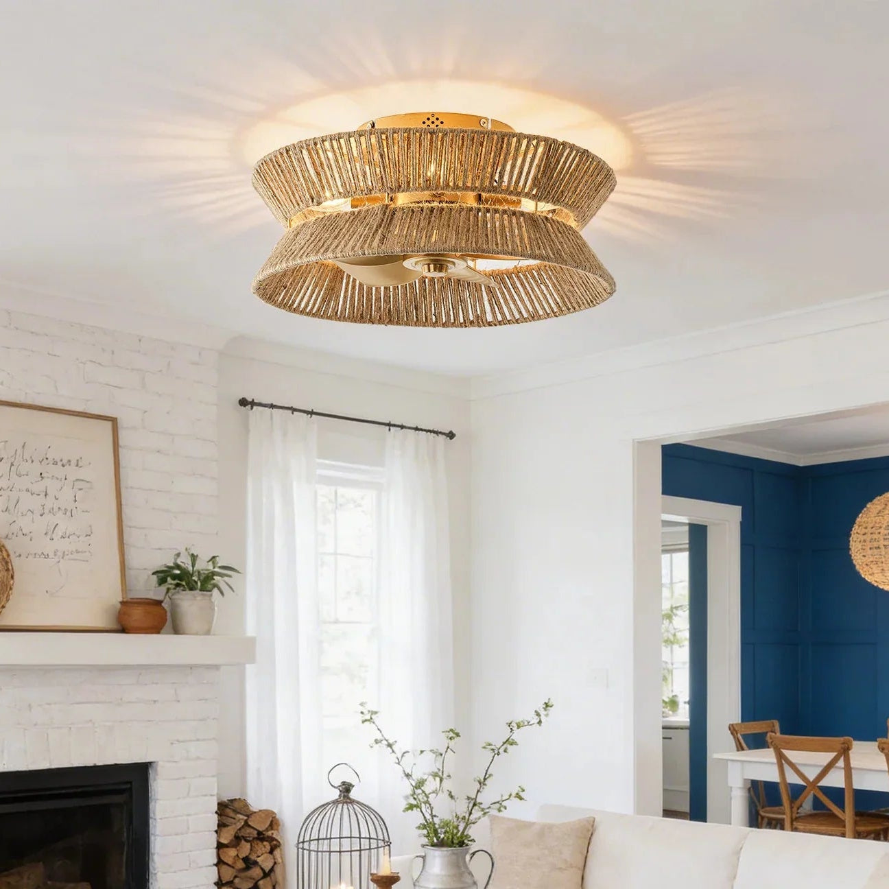 18" Reuben Bohemian Flush Mount Ceiling Fan