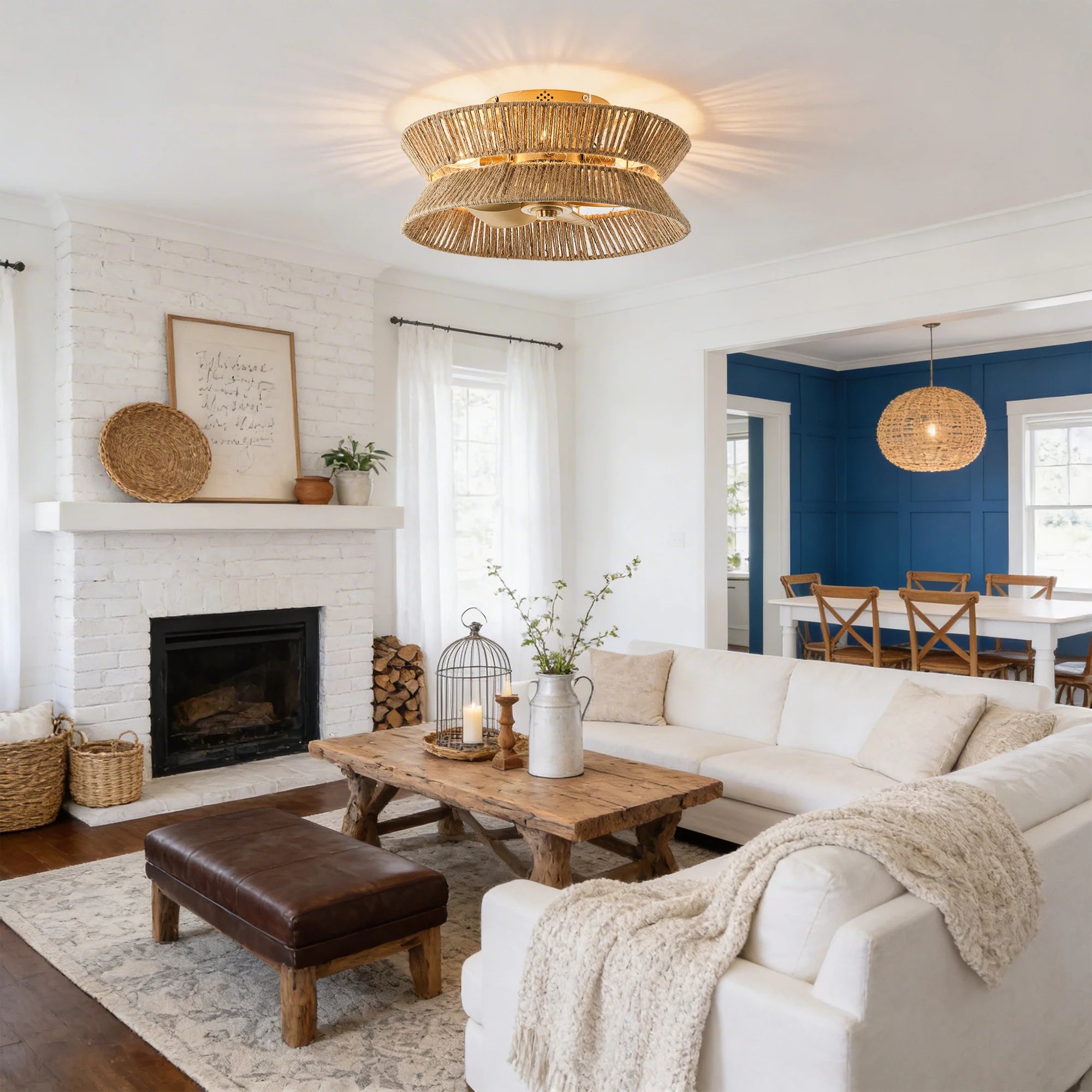 18" Reuben Bohemian Flush Mount Ceiling Fan