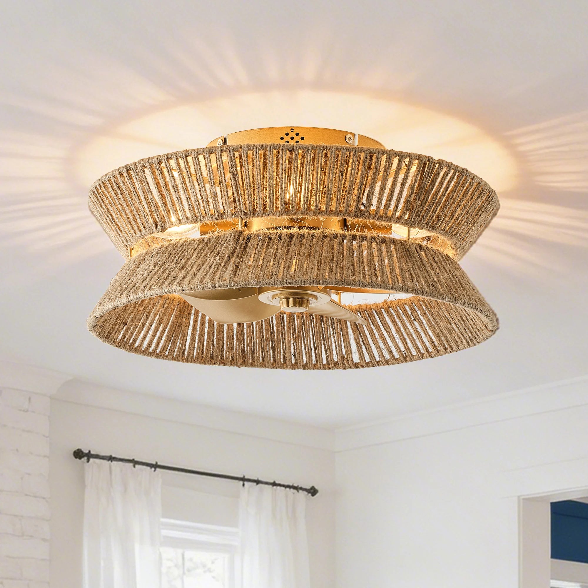 18" Reuben Bohemian Flush Mount Ceiling Fan