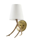 Caldwell 1-Light Antique Brass Antler Wall Sconce with Fabric Shade