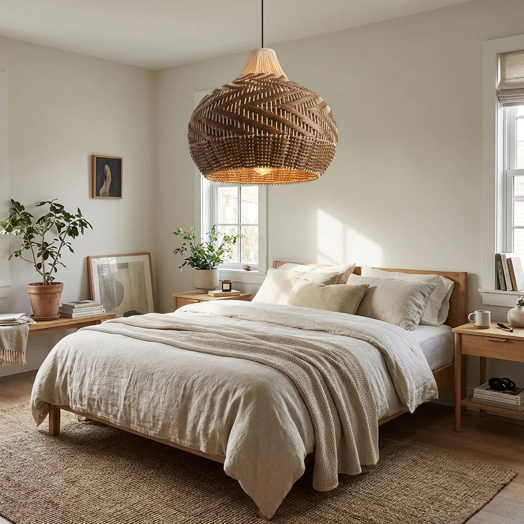 19" Tyrone Bohemian Rattan Pendant Light