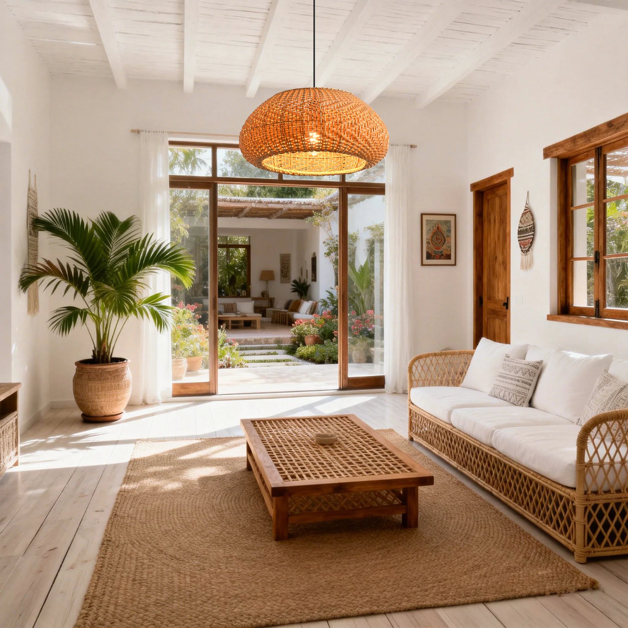 19" Walter Bohemian Rattan Pendant Light