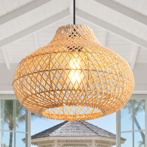 19" Winston Bohemian Rattan Pendant Light